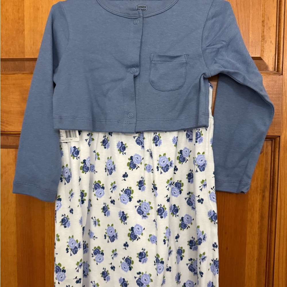 Carter's Blue Floral Dress with Cardigan